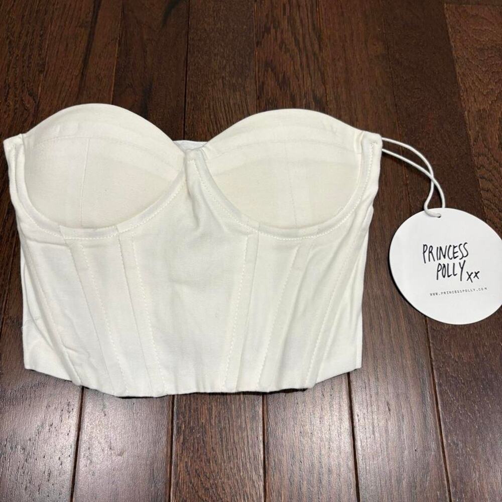 Princess Polly Corset Top Endless Love NWT White Sz 0 Strapless Lace Up Bustier